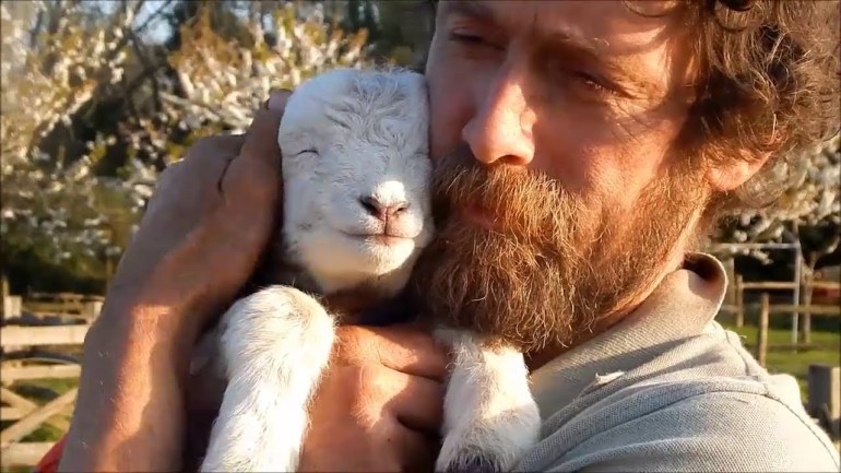 man with lamb